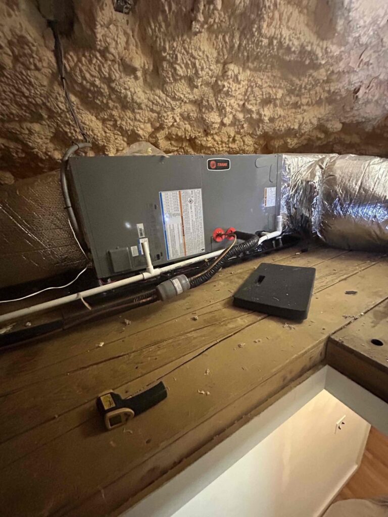 HVAC & Plumbing in Dover, MA 14 New Trane air handler installed in a Dover, MA attic