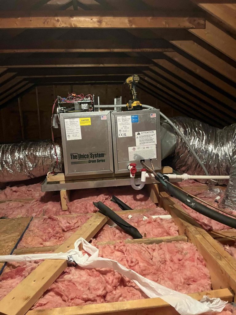 HVAC & Plumbing in Franklin, MA 14 New Unico cooling and blower modules installed in a Franklin, MA attic